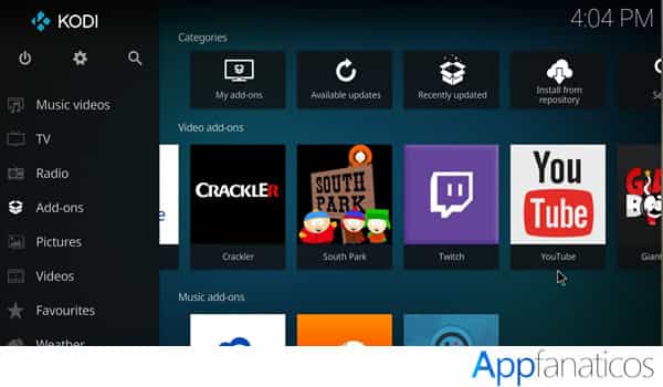 Kodi app de multimedia de entretenimiento